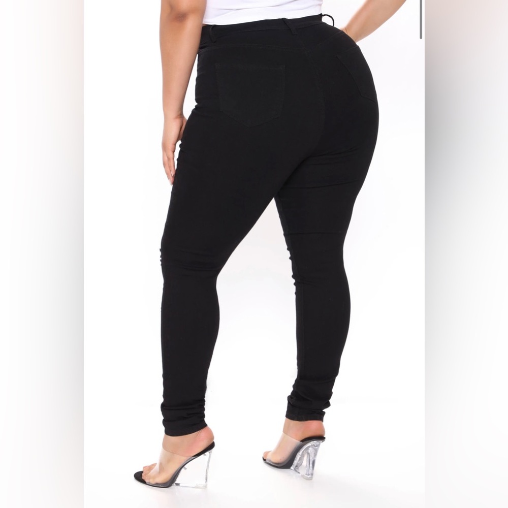 Fashion Nova Size 20 Curvy Black Distressed High Rise Skinny Jeans Stretch - Picture 4 of 10